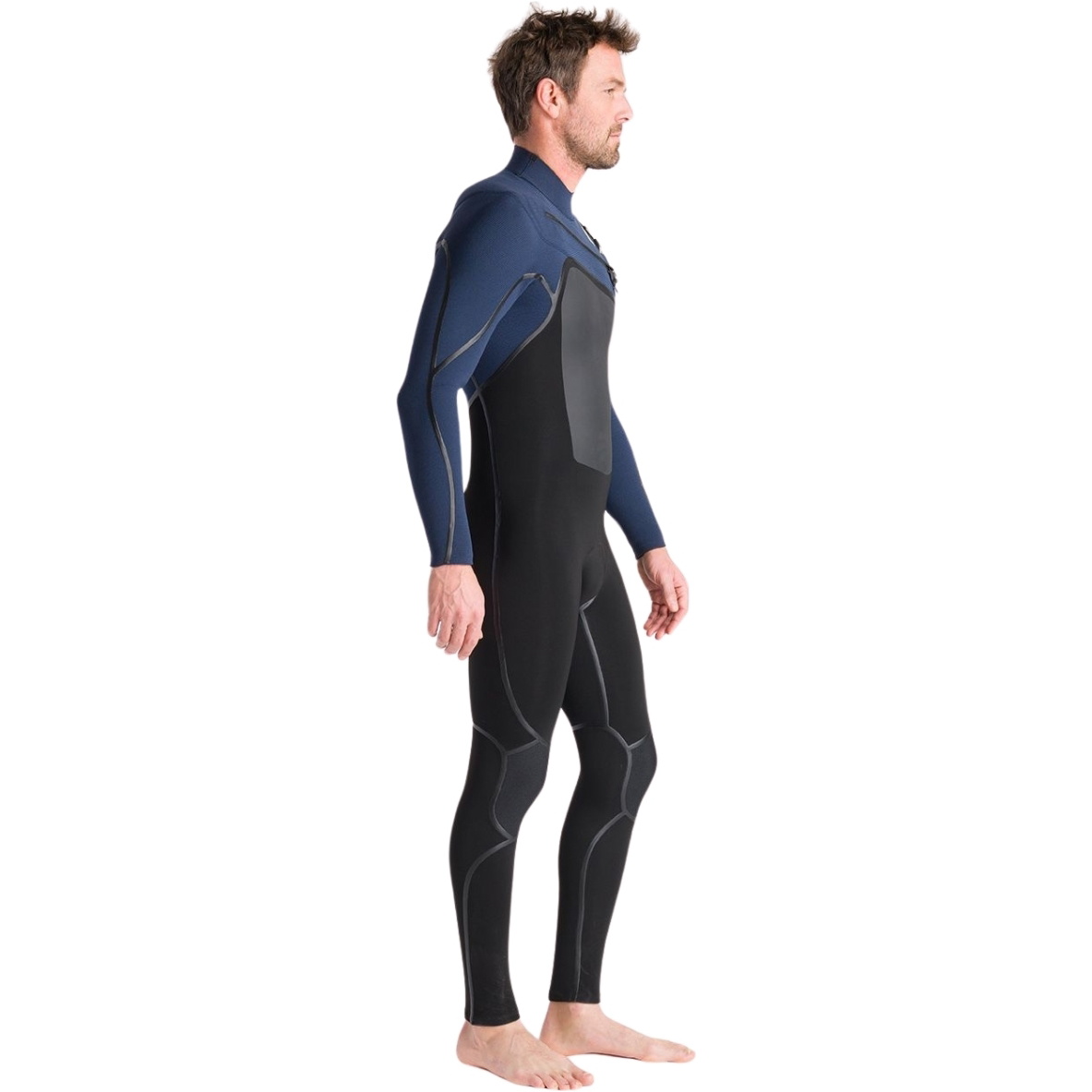 2025 C-Skins Mens NuWave Wired 5/4mm Chest Zip Wetsuit C-NWI54MCZ - Black / Bluestone x / Cool Green